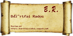 Bártfai Rados névjegykártya